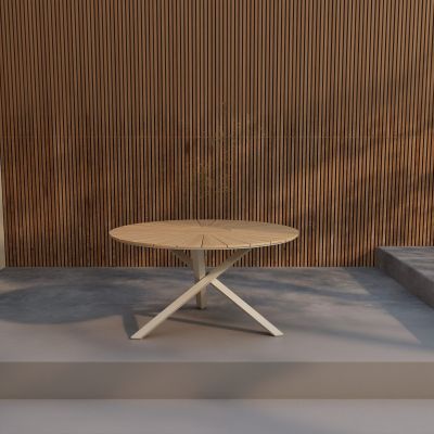 Svea Kathrine ronde eettafel - ø140 cm - beige alu/teak