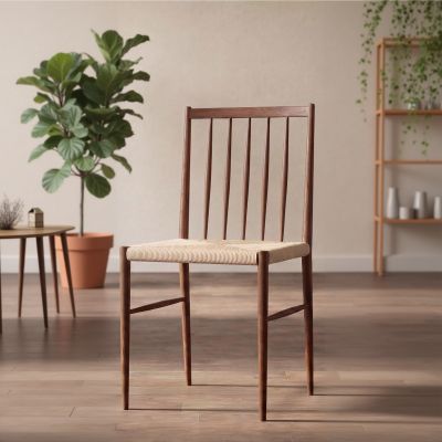 Svea Carolina eetkamerstoel - staal mocca/beige touw