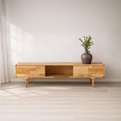 Svea Delmar tv-meubel 200x45x55 cm - naturel rubberwood