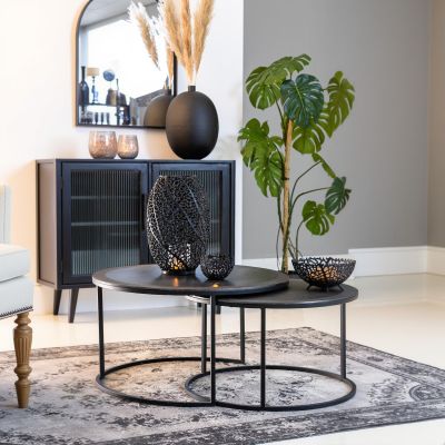Light & Living Talca salontafel set van 2 Ø67,5x39,5+Ø75x45 cm - zwart