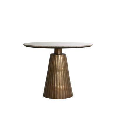 Light & Living Rianne ronde eettafel Ø100 cm - marmer bruin/antiek brons