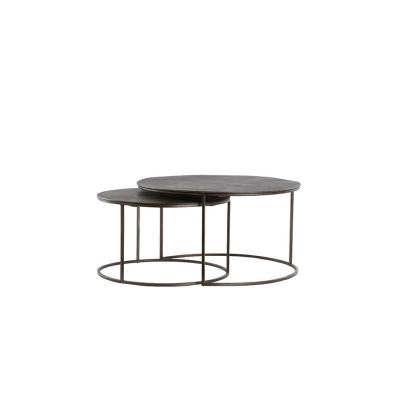 Light & Living Talca salontafel set van 2 Ø61x37+Ø76x41 cm - donkerbruin