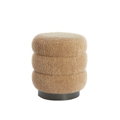 Light & Living Jobbi poef Ø40x45 cm - beige+mat zwart