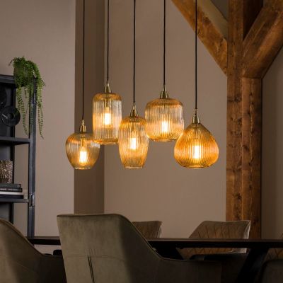 Elize hanglamp gestreept glas 5L van het woonmerk Fraaai