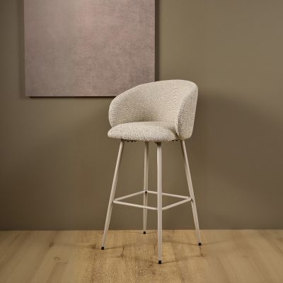 Nøra Rogelio barstoel | grijs metaal onderstel | stof Basel - beige