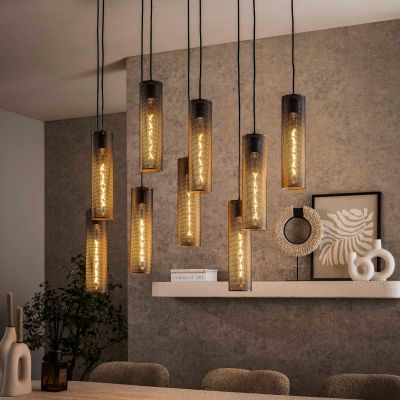 Fraaai Zuri hanglamp 5+4 mesh - artic zwart