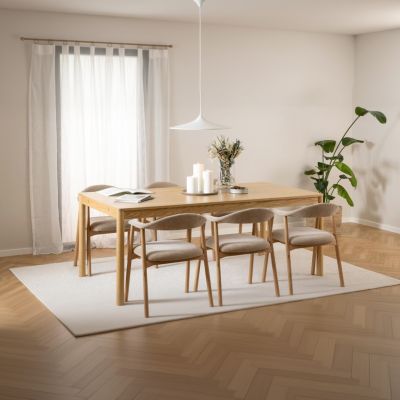 Nøra Mari rechthoekige uitschuiftafel 200x100x75 cm | eikenfineer - naturel (exclusief planken)