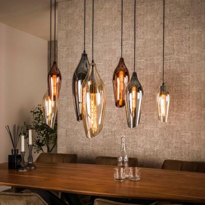 Fraaai Mathhew hanglamp 4+3 cocoon mix glas - zwart