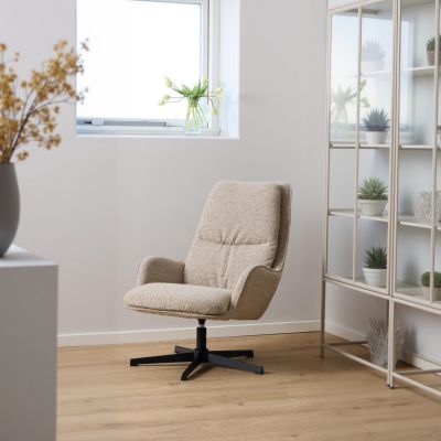 Nøra Sandra draaifauteuil | zwart metaal onderstel | stof Monza - beige
