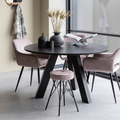 Woood Rhonda eettafel ø129 cm eiken blacknight