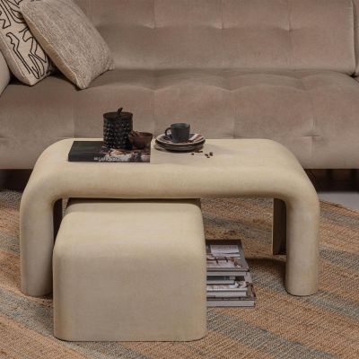 Woood Set van 2 - Stani salontafels betonlook - naturel