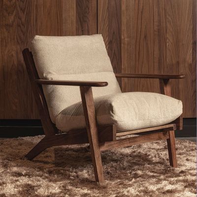 Woood Houston fauteuil bouclé/hout - naturel