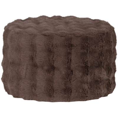 Woood Olven fluffy poef laag - bruin