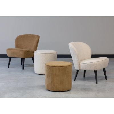 Woood Sara poef hoog bouclé Ø46 - crème