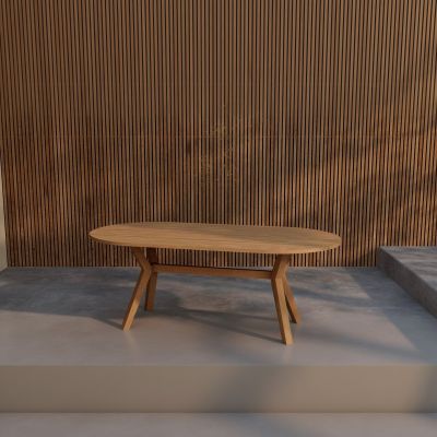 Svea Youssef ovale tuintafel teakhout 200x100x75 cm - naturel