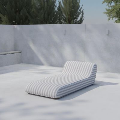 Svea Sammy opblaasbaar ligbed - 168.5x85x51x22 cm - wit/beige gestreept