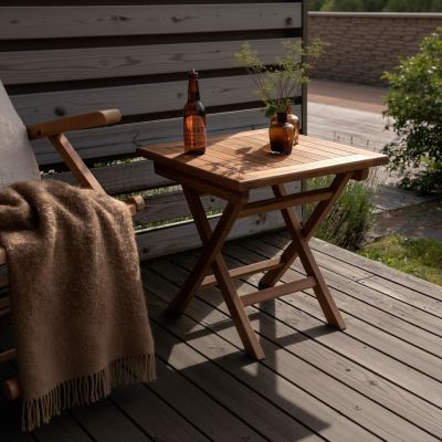 Svea Youssef inklapbare tuintafel 50x50 cm teakhout - naturel