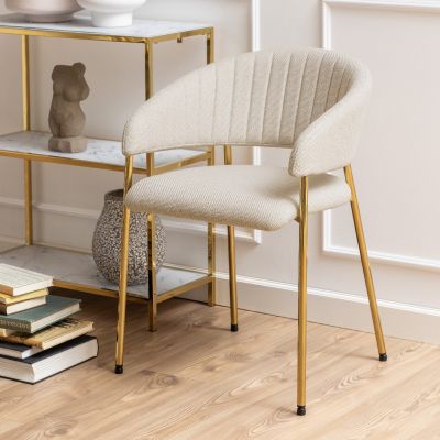 Nøra Eira armstoel | goud metaal onderstel | stof Basel - beige