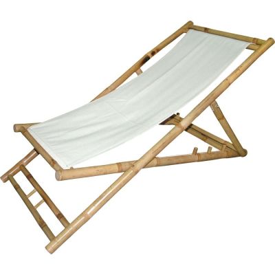 Bamboe strandstoel met canvasdoek - wit