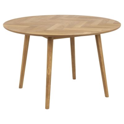 Nøra Elvira ronde eettafel Ø120x75 cm | gelakt eikenhout visgraatpatroon - naturel
