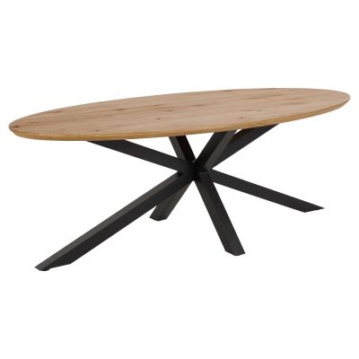 Nøra Donovan ovale eettafel 220x100x75.5 cm | zwart metaal onderstel | eikenhout