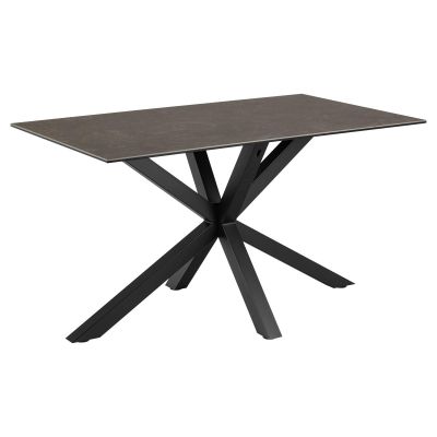 Nøra Donovan rechthoekige eettafel 135x80x75.5 cm | zwart metaal onderstel | keramiek