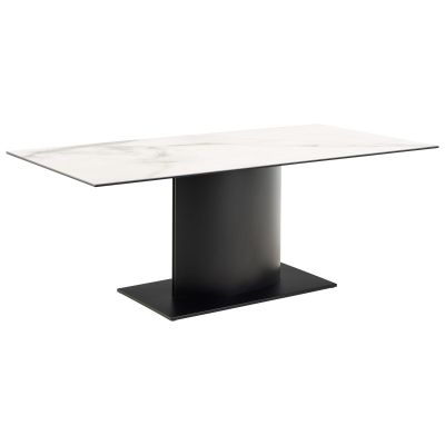 Nøra Tristan rechthoekige eettafel 200x100x75.5 cm | zwart metaal onderstel | ruw keramiek