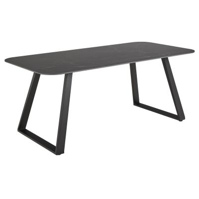 Nøra Francis rechthoekige eettafel 180x90x75 cm | zwart metaal onderstel | zwart keramiek