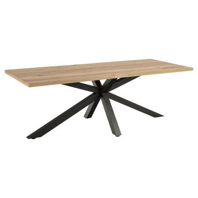 Nøra Donovan rechthoekige eettafel 220x90x75.5 cm | zwart metaal onderstel | eikenhout - naturel