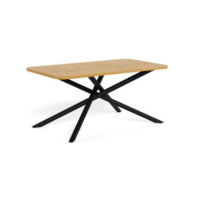 Nøra Jimmie rechthoekig eettafel 160x90x75 cm | zwart metaal onderstel | ruw melamine houtlook - naturel