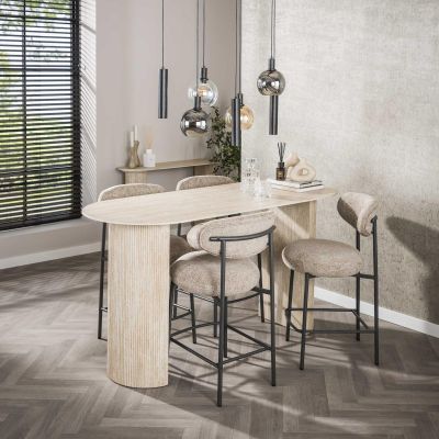 Fraaai Dexter bartafel - deens ovaal - 180 x 70 cm - travertin look