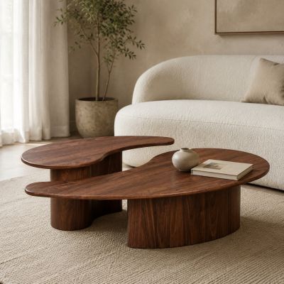 Akira organische salontafel set van 2 - walnoot