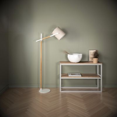 Svea Nico vloerlamp - hout - wit