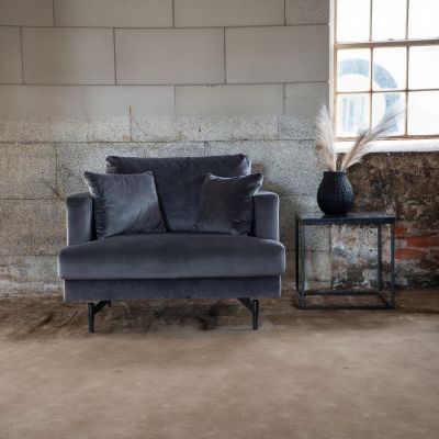 Svea Ruma fauteuil - velvet - donkergrijs