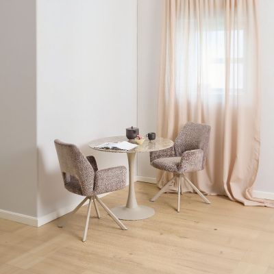 Nøra Michelle ronde eettafel Ø90x75 cm | grijs metaal onderstel | gepolijst keramiek - bruin