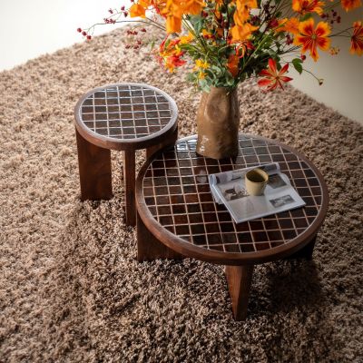 By-Boo TiledUp salontafel hout/keramiek - donkerbruin