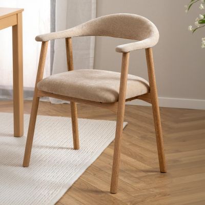 Nøra Lykke armstoel | naturel oak onderstel | stof Danny - beige