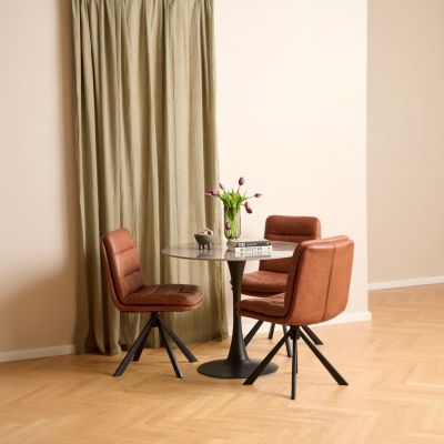 Nøra Michelle ronde eettafel Ø90x75 cm | zwart metaal onderstel | gepolijst keramiek