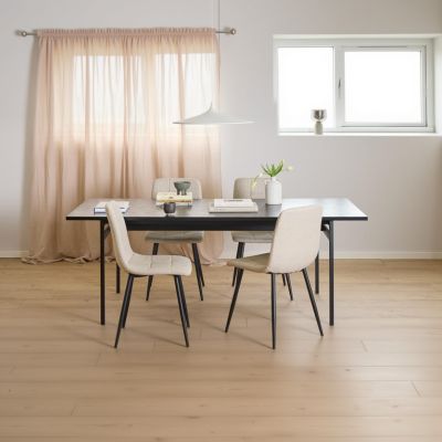 Nøra Scottie Bradley rechthoekige eettafel 200x90x74 cm | zwart metaal onderstel | zwart marmer melamine