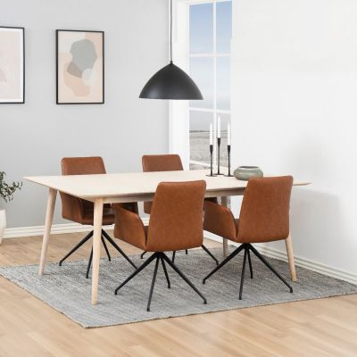 Nøra Waylor draaibare armstoel | zwart metaal onderstel | PU retro - cognac