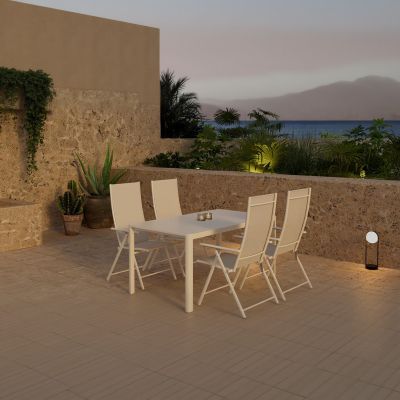 Svea Valarie rechthoekige tuintafel - beige + 4x Crystal tuinstoelen - beige