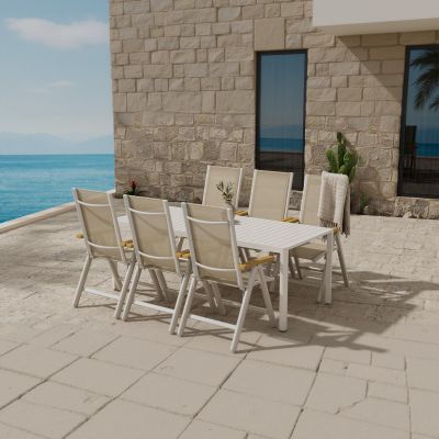 Svea Valarie rechthoekige tuintafel - beige + 6x Arline tuinstoelen - beige