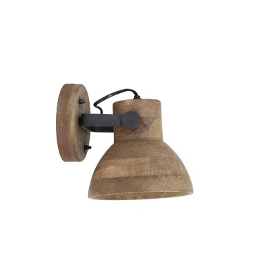 Light & Living Ilanio wandlamp 21x17x19 cm - hout bruin/mat zwart