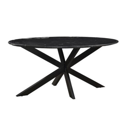 Livingfurn Eettafel Marble Zwart 180 cm Ovaal