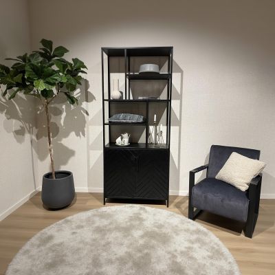 Livingfurn York vakkenkast - 90 cm - mangohout - zwart
