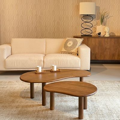 Livingfurn Nubi salontafel set van 2 - 38x70x50 / 41x110x60 cm - naturel