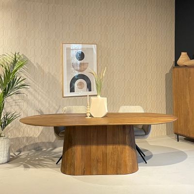 Livingfurn Salvator ovale eettafel - 230 cm - hout - naturel | Showroommodel