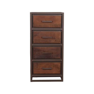 Label51 Peru ladekast 50x30x105 cm - espresso mangohout/brons metaal