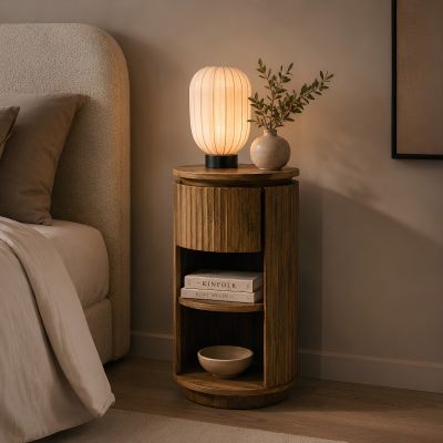 Fraaai Sedona nachtkastje rond XS - mangohout