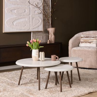 Starfurn Ronde salontafelset Ohio mangohout ø70 cm - zand